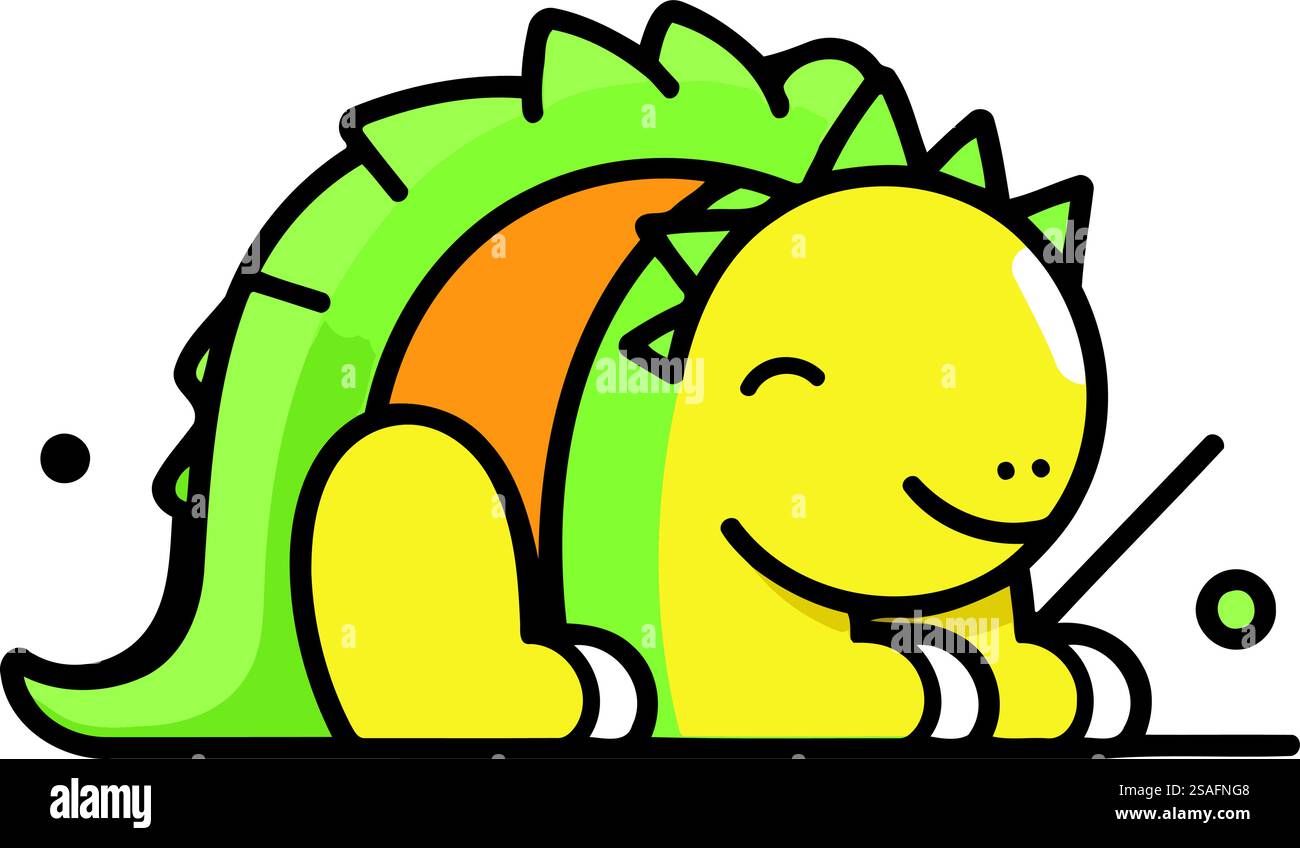 Cute cartoon dinosaur. Vector illustration isolated on a white ...