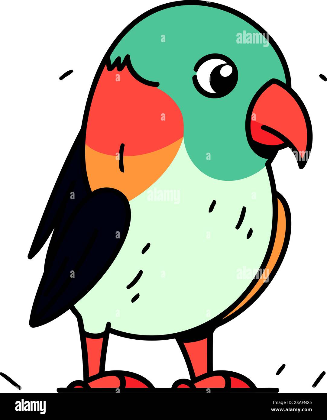 Cute parrot vector illustration. Hand drawn cartoon parrot Stock Vector ...