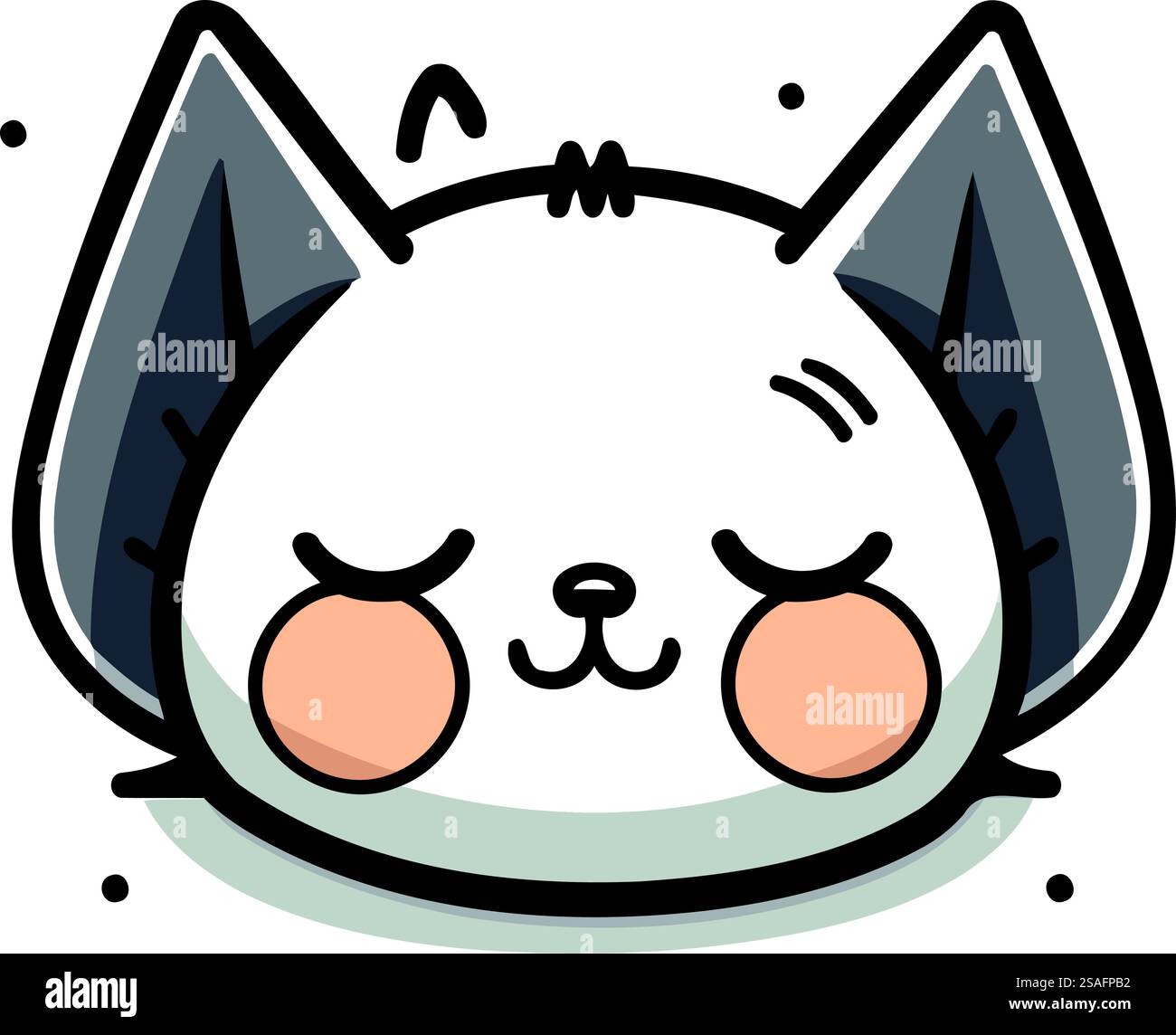 Cute cat face. Kawaii cartoon character. Vector illustration Stock ...