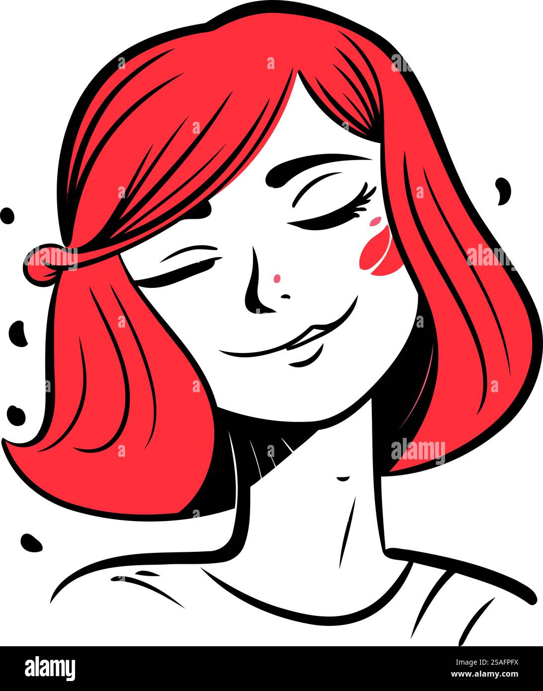 Portrait of a beautiful girl with red hair. Vector illustration Stock ...