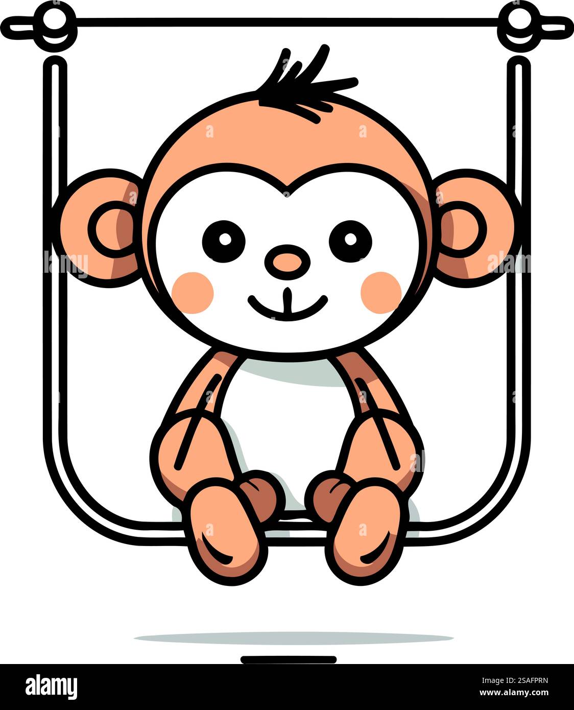 Cute monkey cartoon character in frame. Flat design vector illustration ...