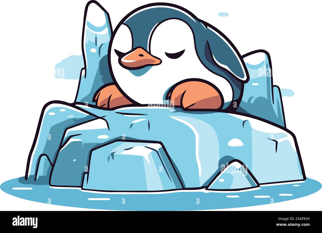 Cute penguin on the ice floe. Vector illustration Stock Vector Image ...