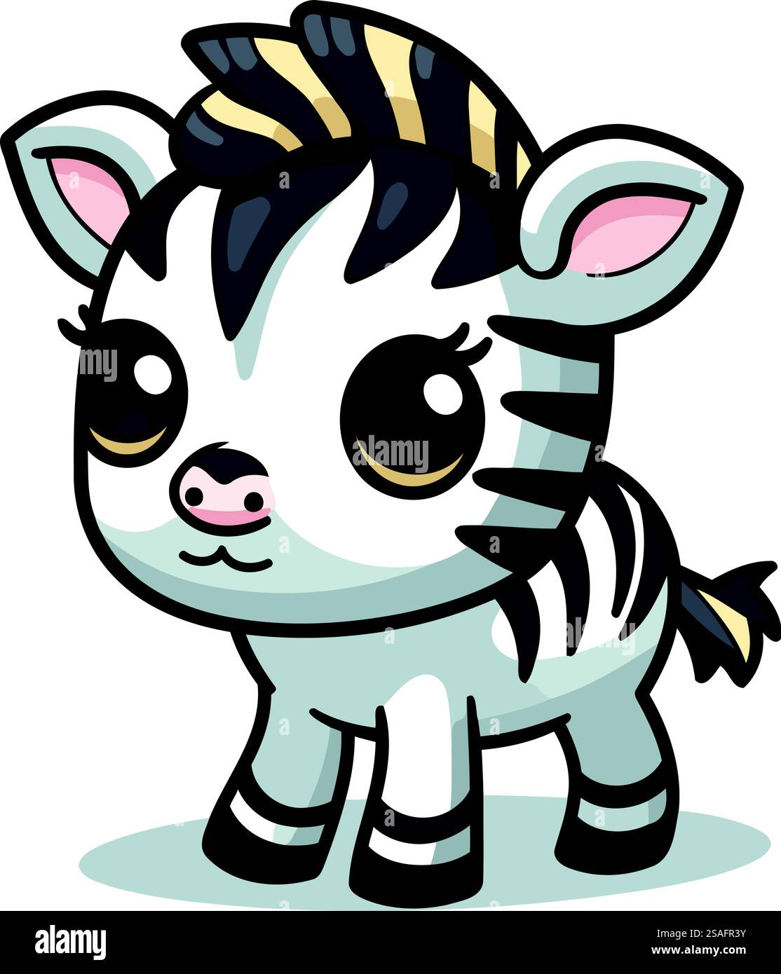 Cute cartoon zebra. Vector illustration isolated on white background ...