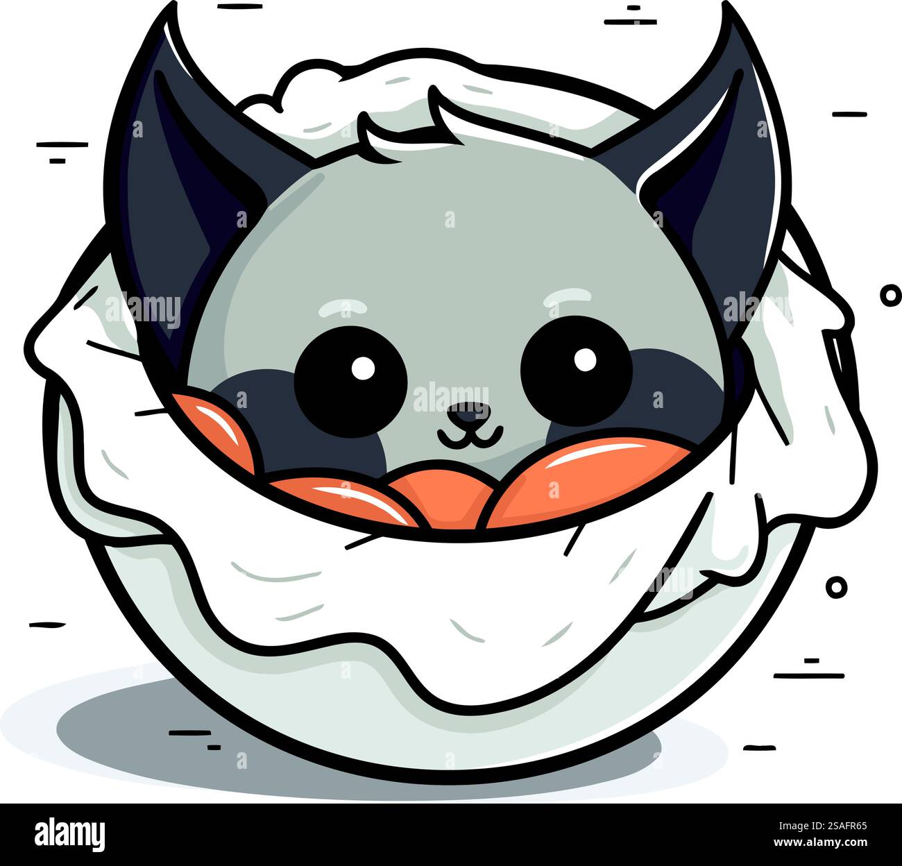 Vector illustration of cute cartoon kawaii cat in egg shell Stock ...