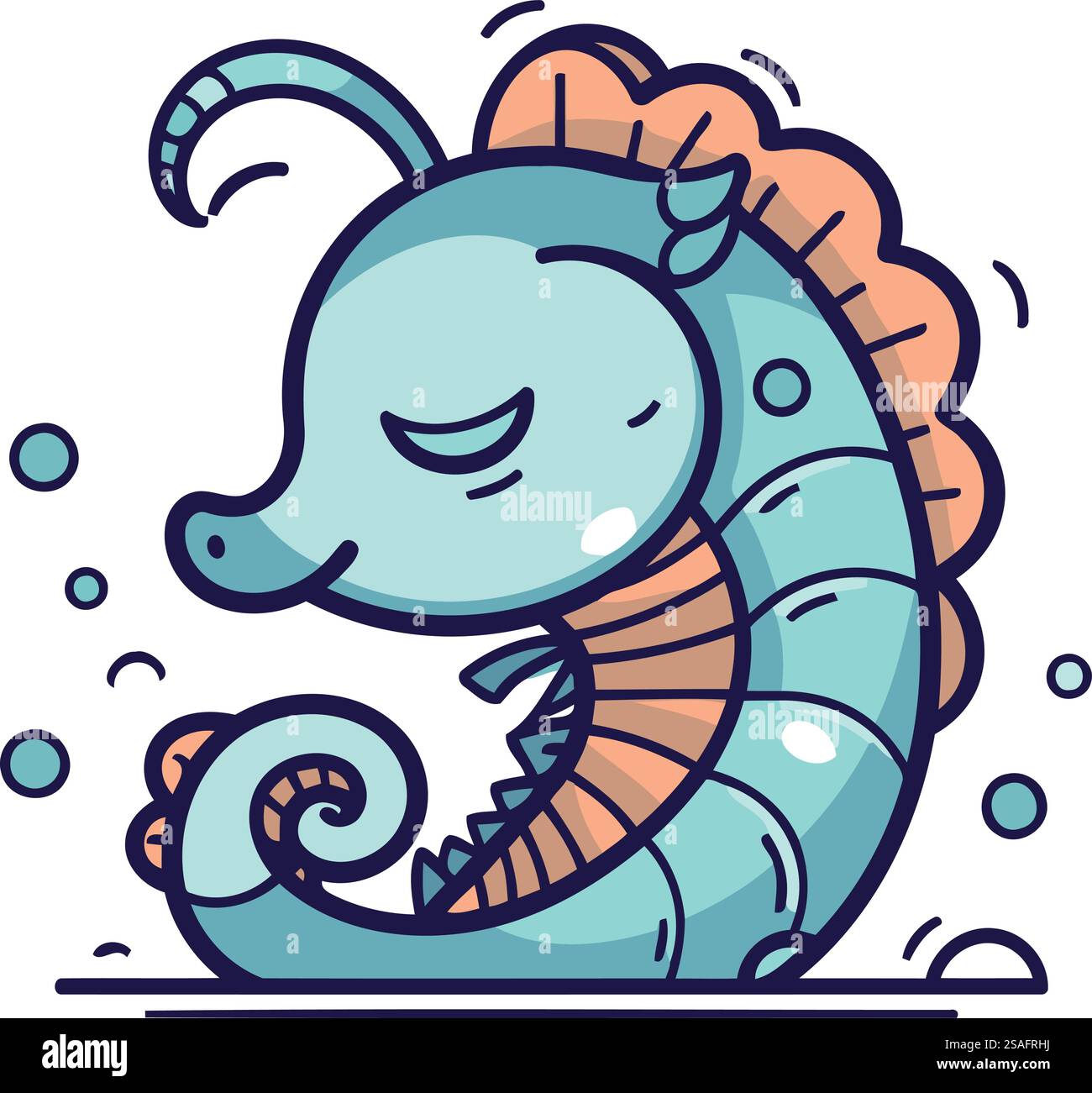Cute cartoon seahorse. Vector illustration in flat style Stock Vector ...