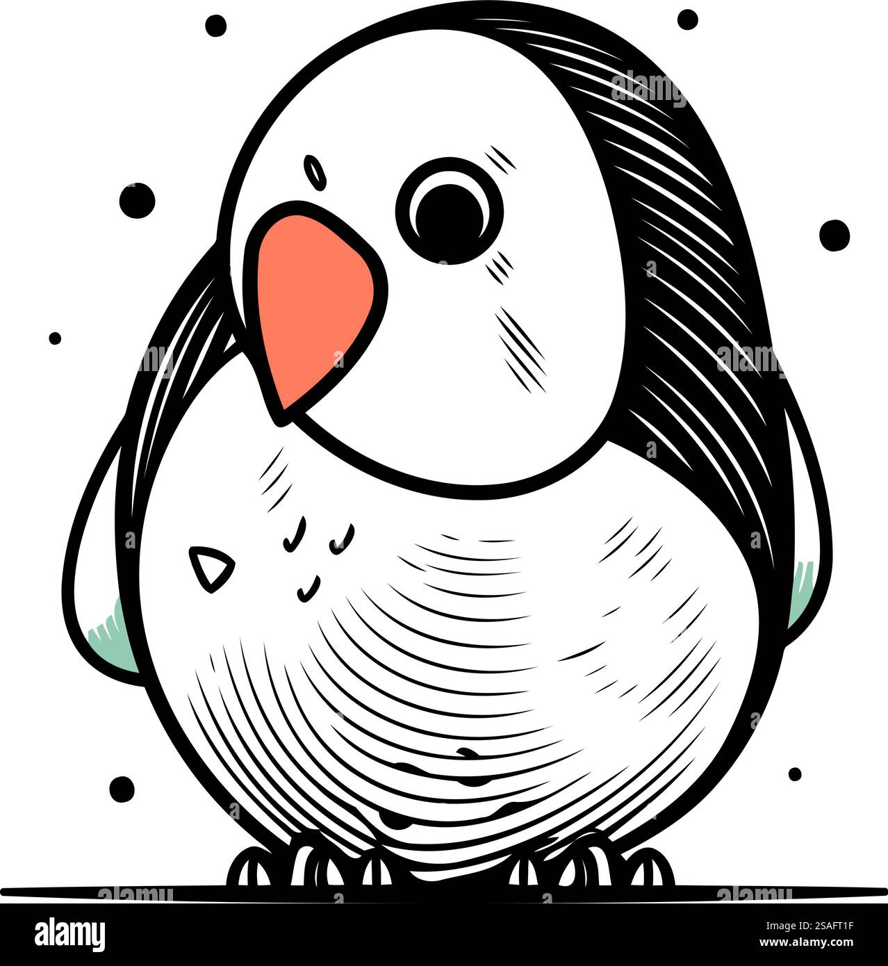 Cute cartoon penguin. Hand drawn vector illustration isolated on white ...