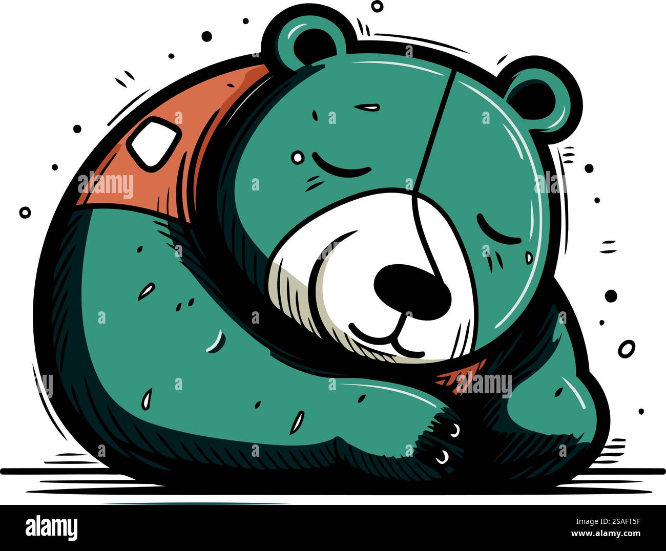 Vector illustration of a cute cartoon bear sleeping. Isolated on white ...