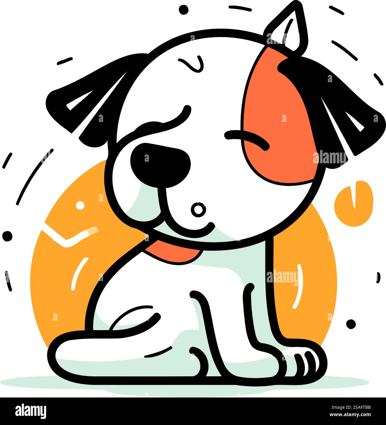 Cute cartoon dog sitting. Vector illustration in flat design style ...