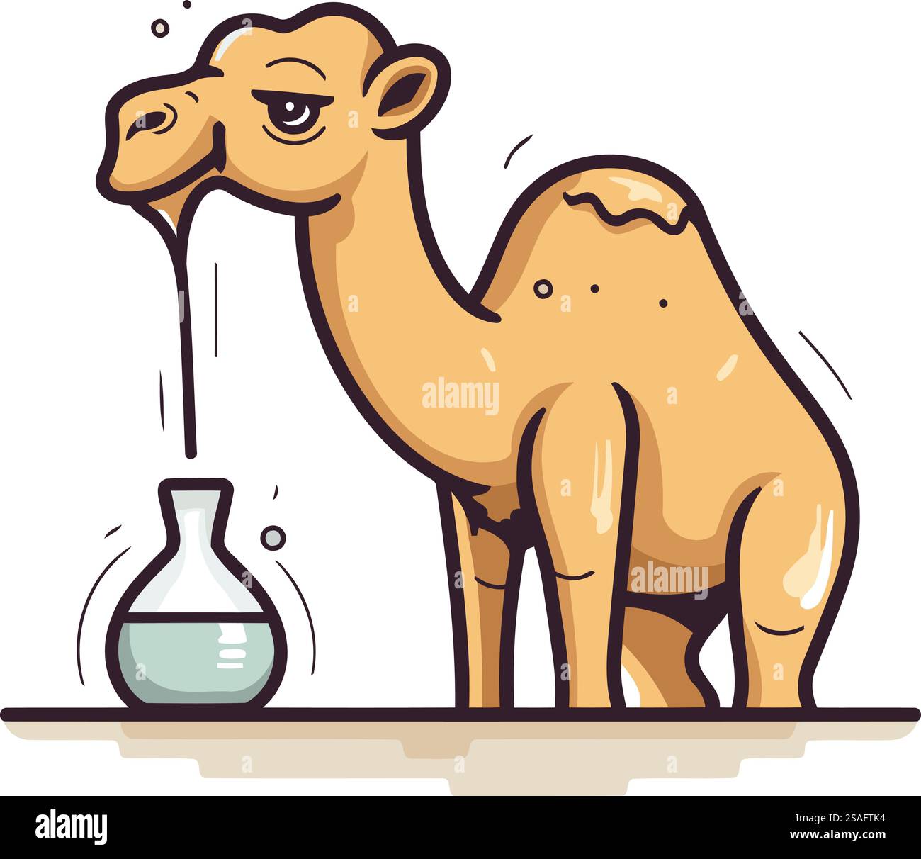 Camel with test tube. Vector illustration in flat cartoon style Stock ...