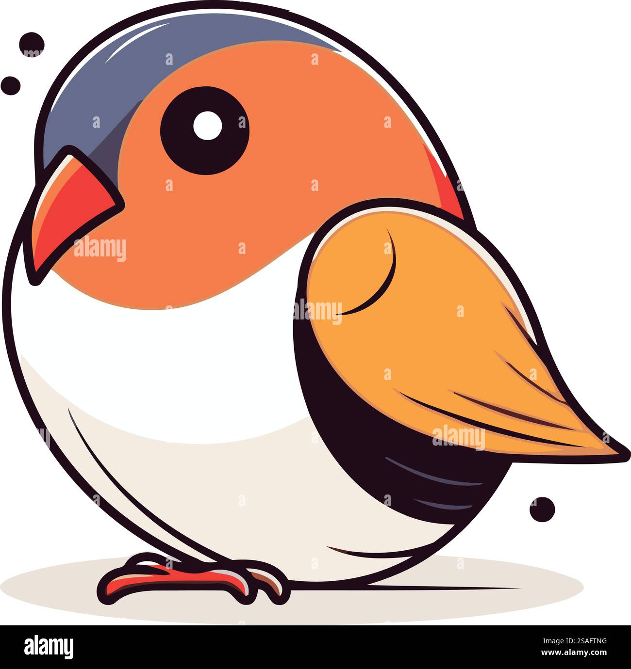 Cartoon cute little bird. Vector illustration isolated on white ...