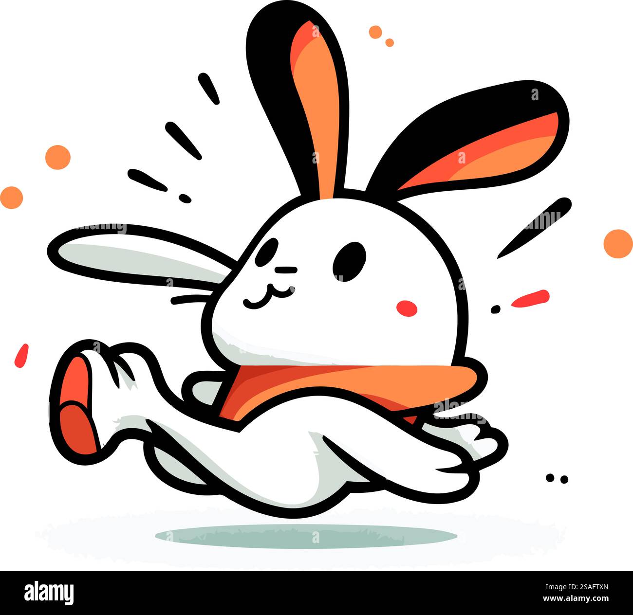 Rabbit running vector illustration. Cute cartoon bunny character ...