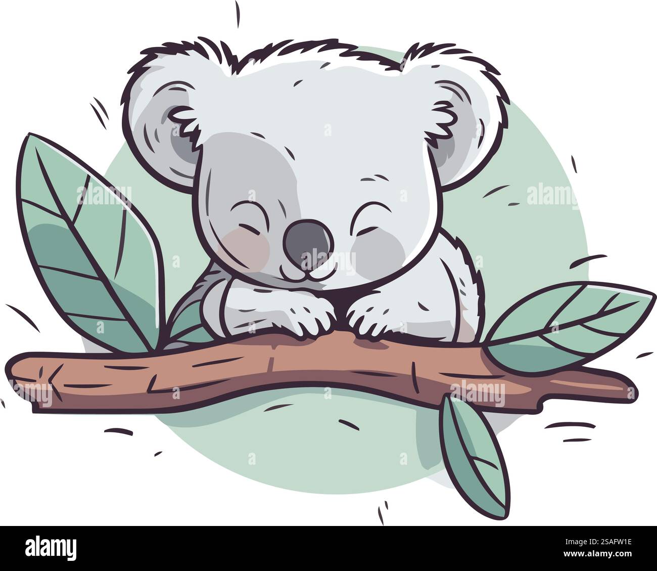 Cute koala sitting on a tree branch. Vector illustration Stock Vector ...