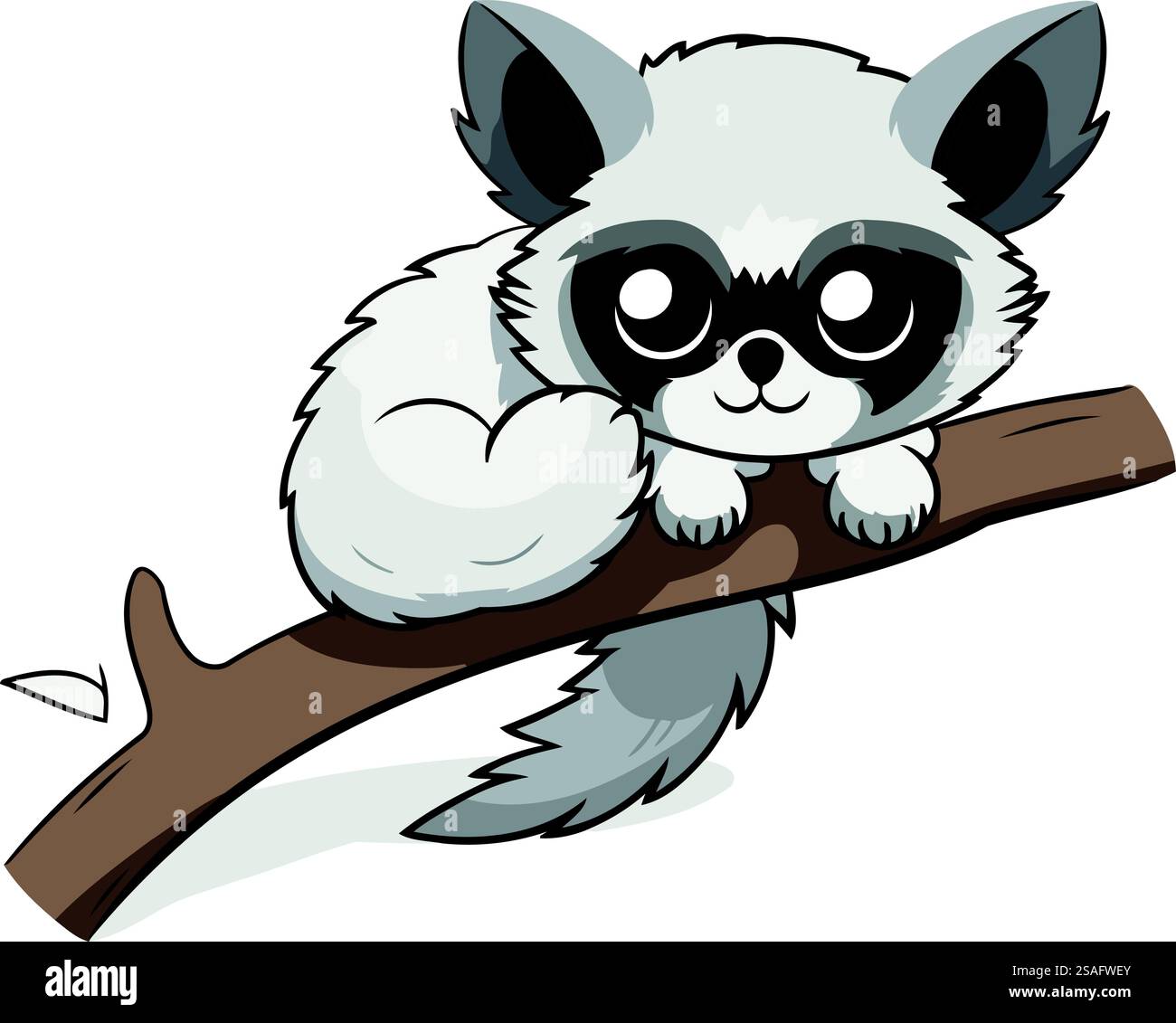 Cute raccoon sitting on a tree branch. Vector illustration Stock Vector ...