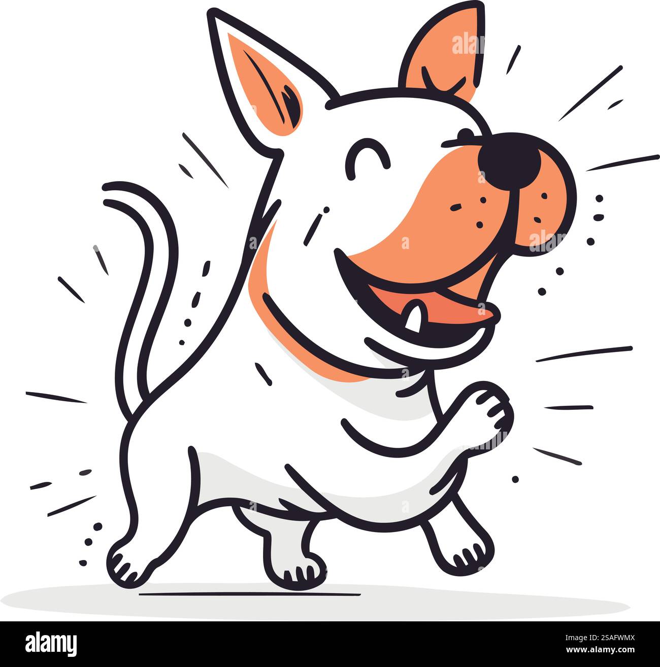 Cute cartoon dog running. Vector illustration in doodle style Stock ...