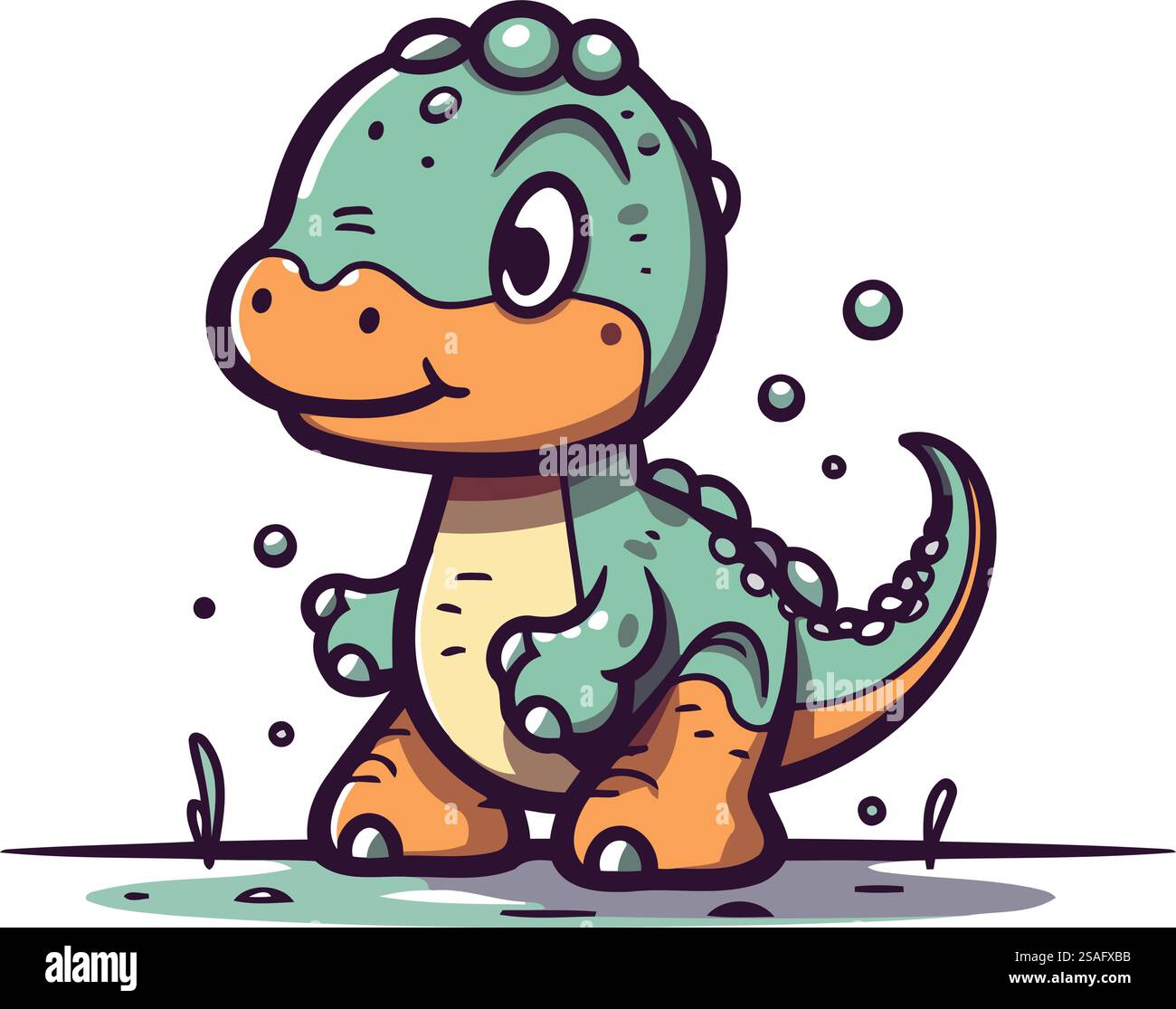 Cute cartoon dinosaur. Vector illustration isolated on a white ...