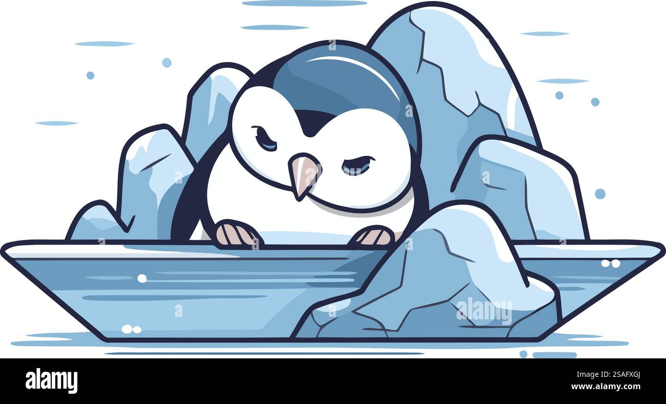 Cute penguin on the ice floe. Vector illustration Stock Vector Image ...
