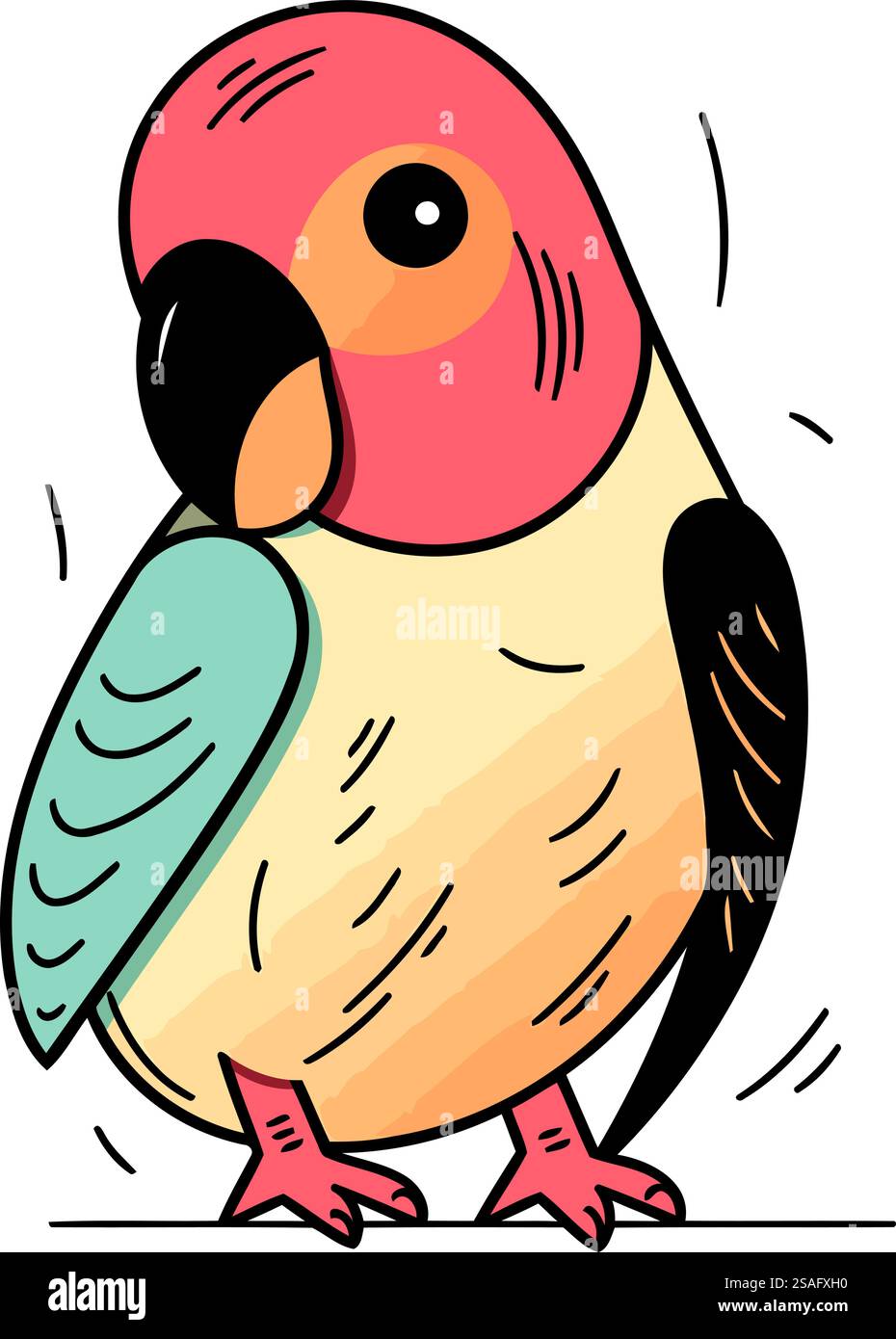 Cute parrot. Hand drawn vector illustration in cartoon style Stock ...