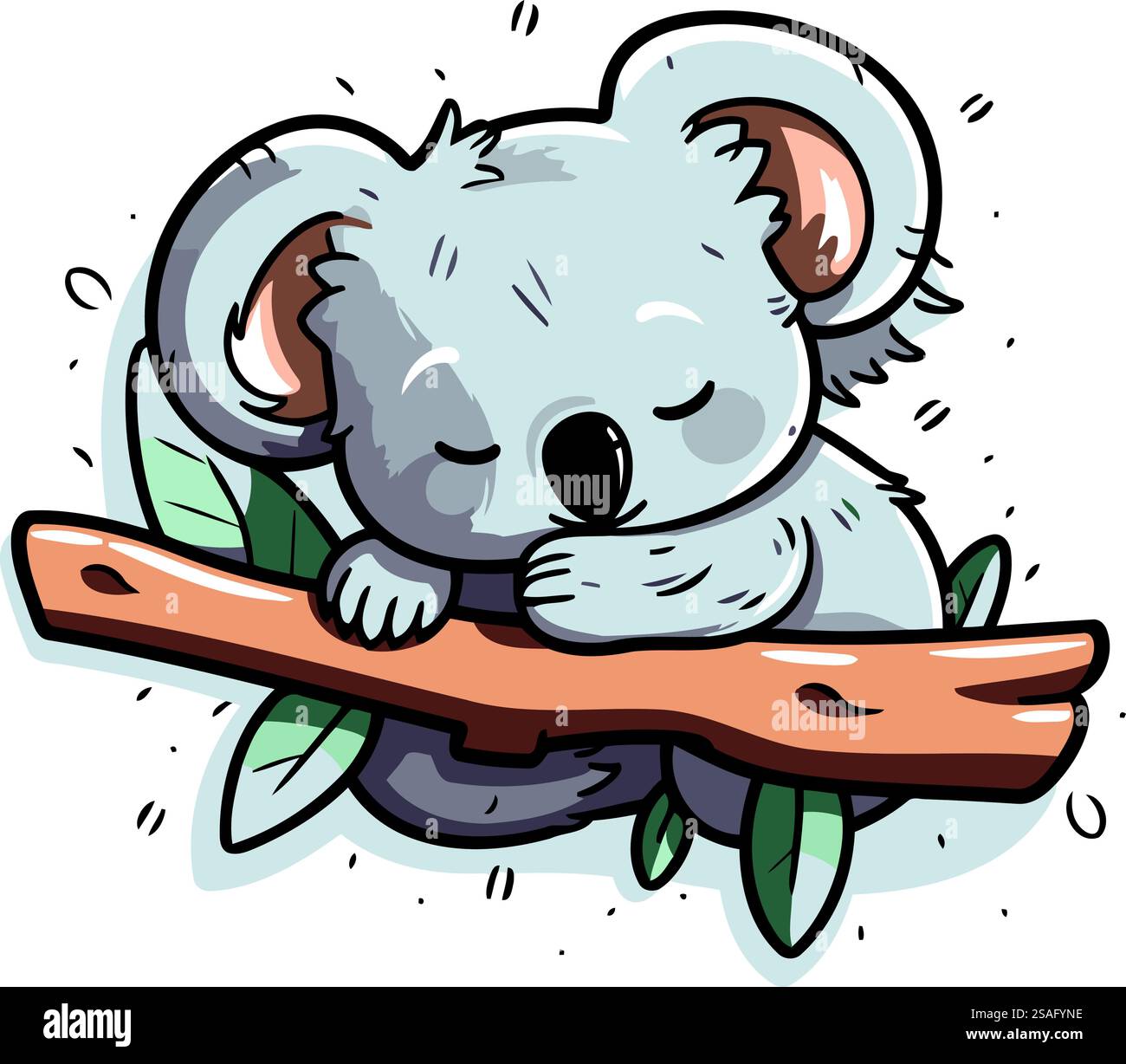 Cute koala with eucalyptus branch vector illustration Stock Vector ...