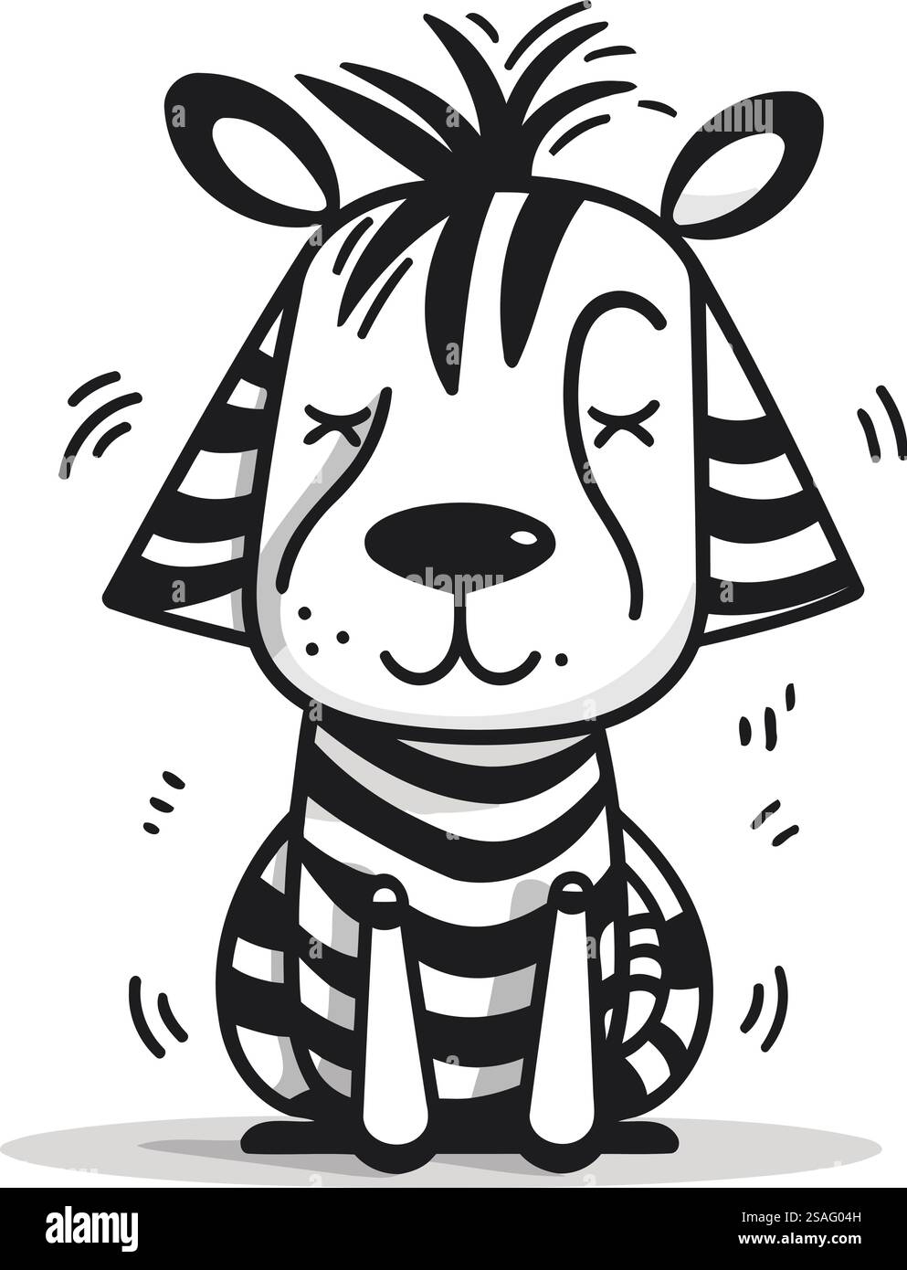 Cute cartoon zebra isolated on white background. Vector illustration ...