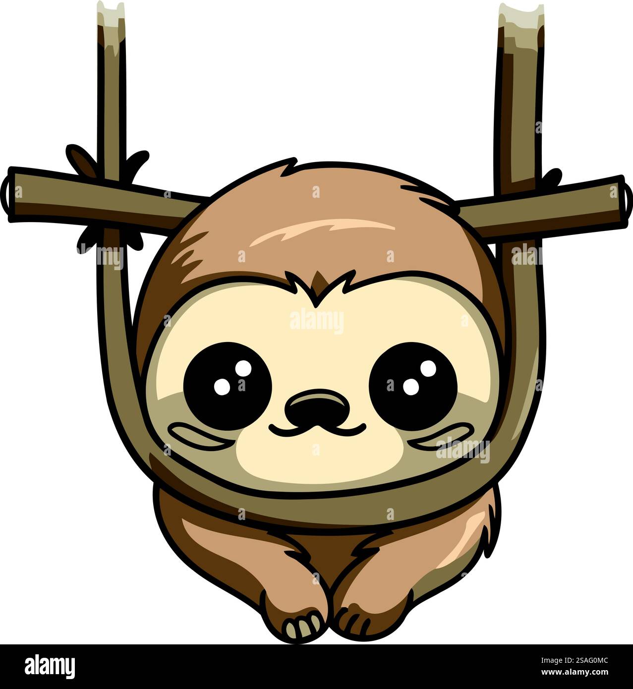 Cute cartoon sloth. Vector illustration isolated on white background ...