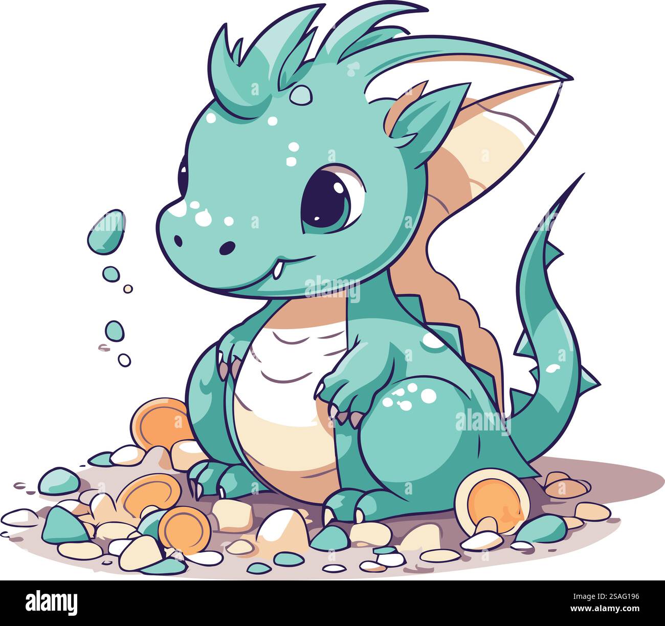 Cute cartoon dragon. Vector illustration isolated on a white background ...