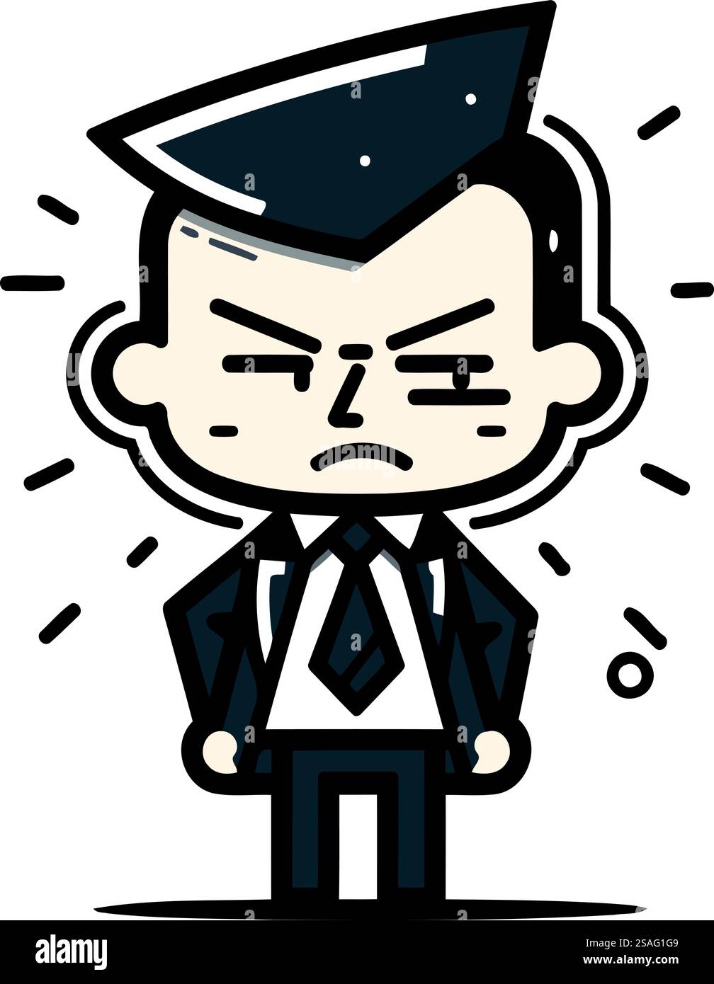Angry boss cartoon character. Vector illustration in doodle style Stock ...
