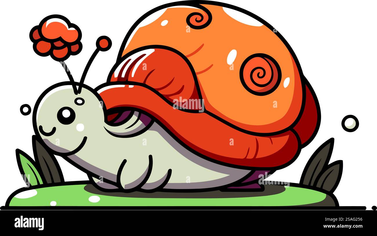 Cute cartoon snail. Vector illustration isolated on a white background ...