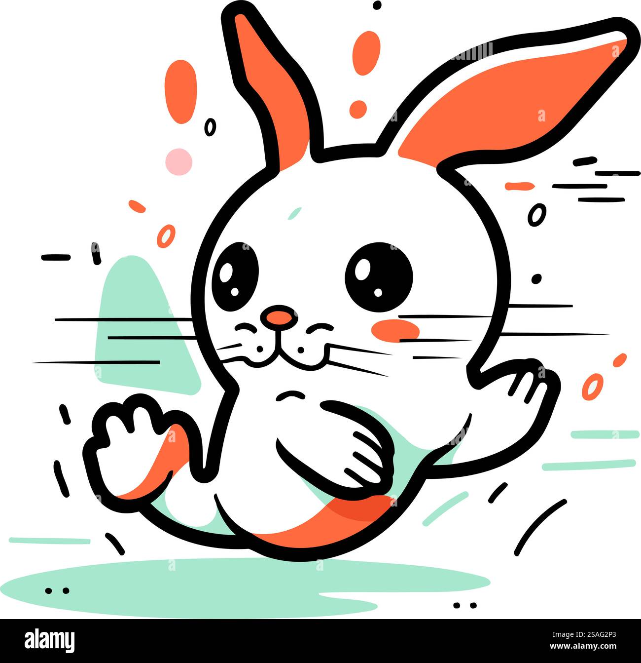 Cute cartoon rabbit. Vector illustration. Isolated on white background ...