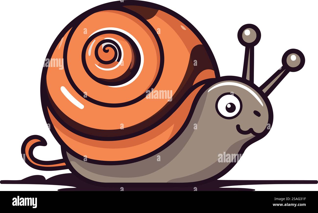 Cute cartoon snail. Vector illustration isolated on a white background ...