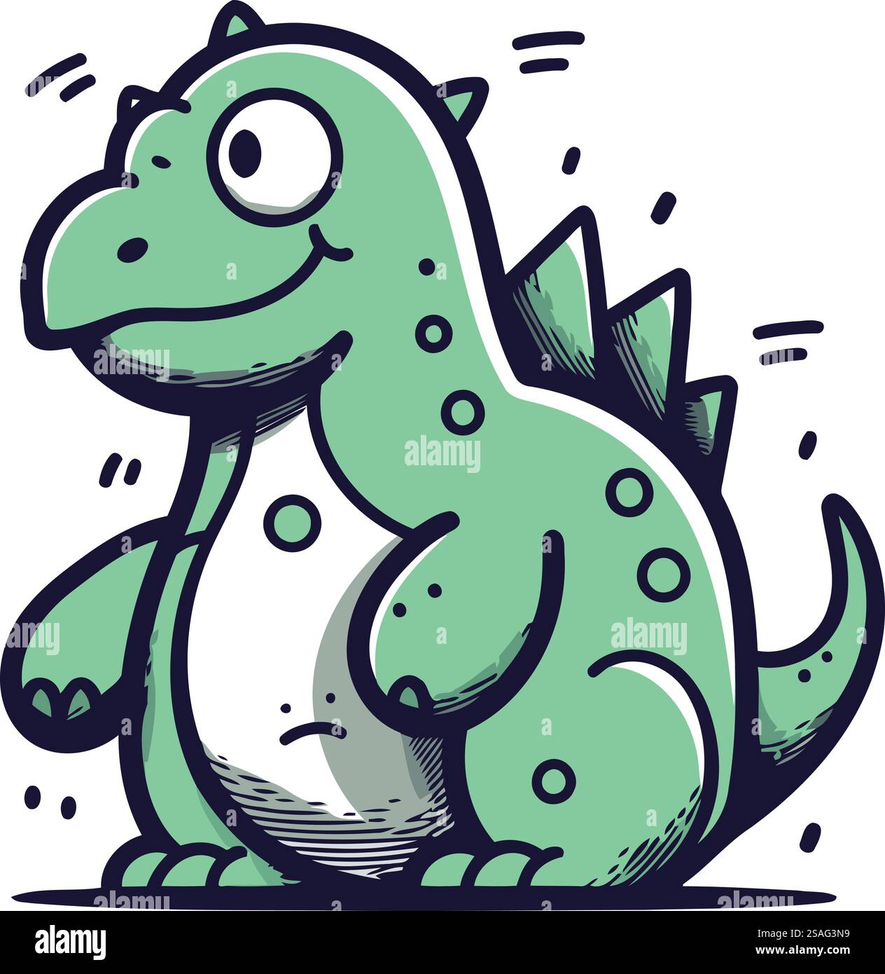 Cute cartoon dinosaur. Vector illustration isolated on a white ...