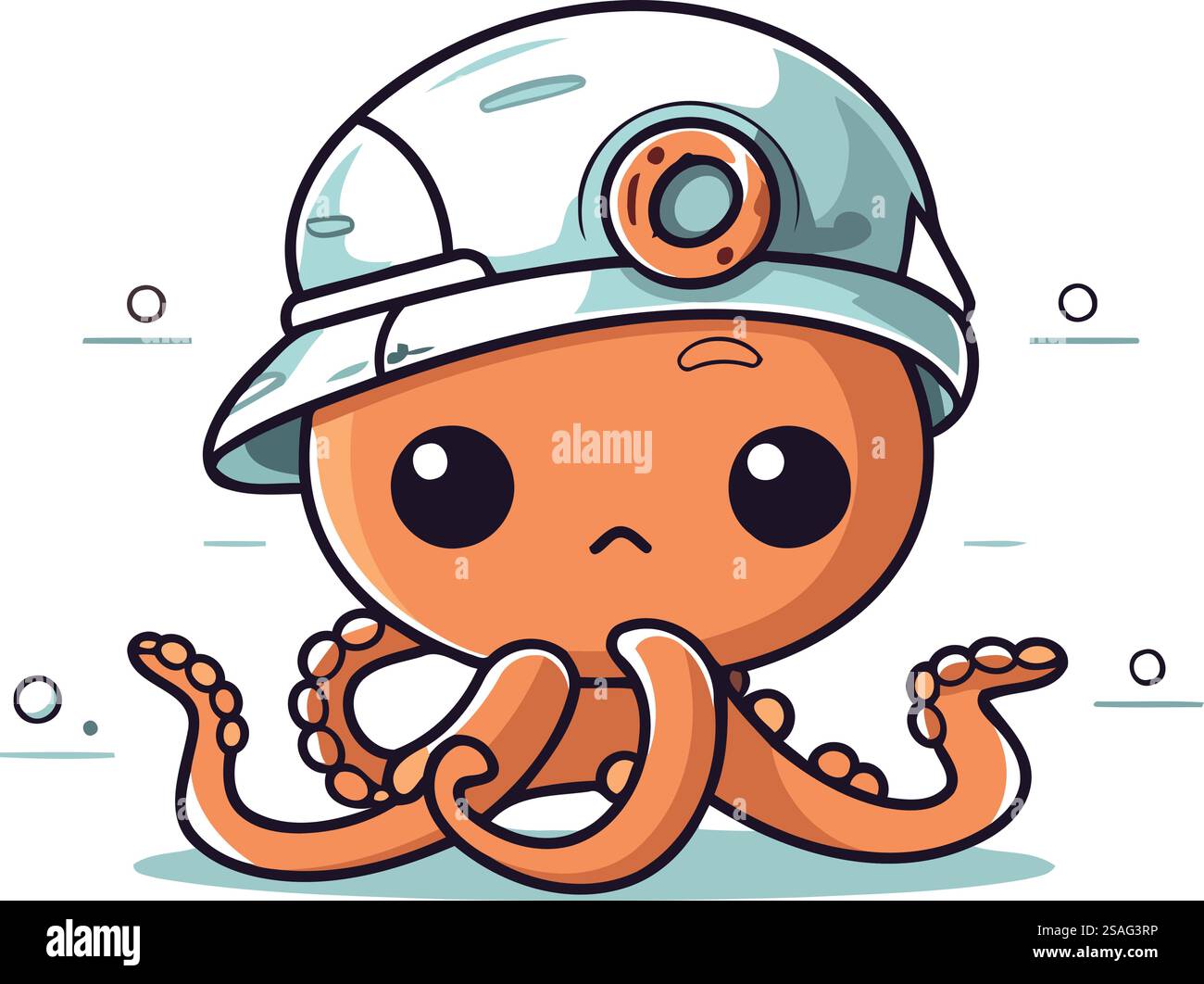 Cute cartoon octopus wearing a hard hat. Vector illustration Stock ...