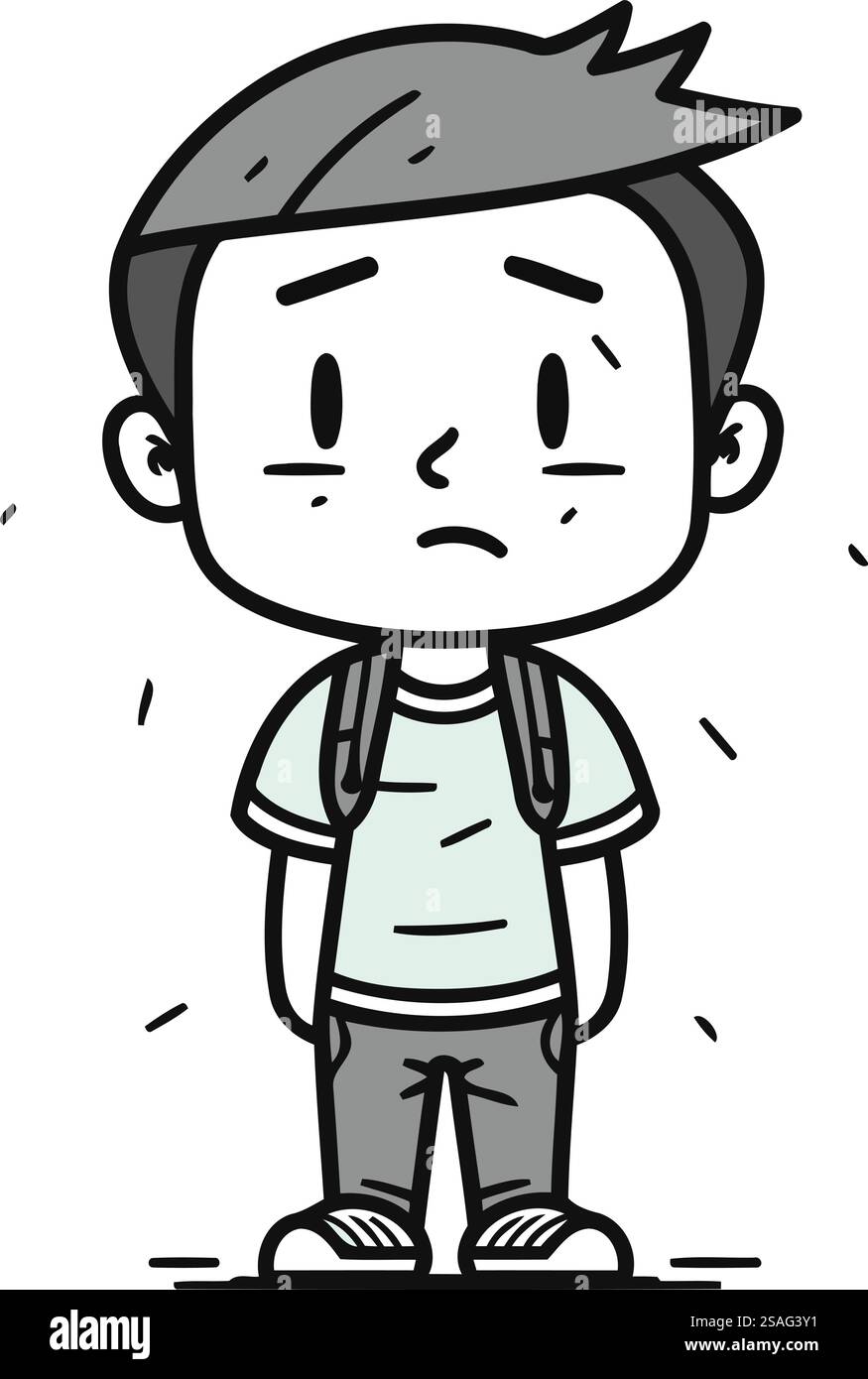 Doodle sketch of a boy with a backpack. Vector illustration Stock ...