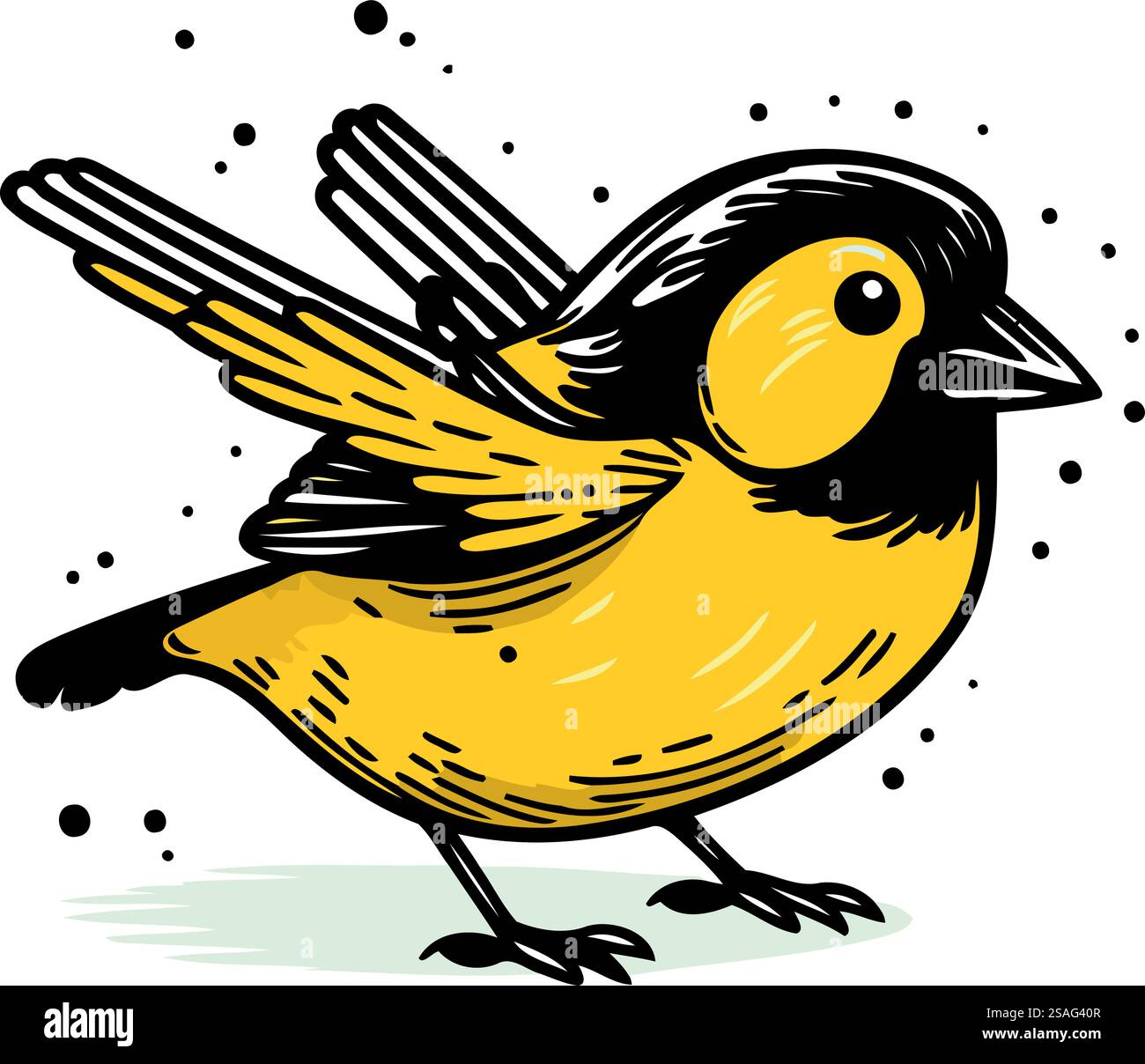 Cute little bird. Hand drawn vector illustration in cartoon style Stock ...