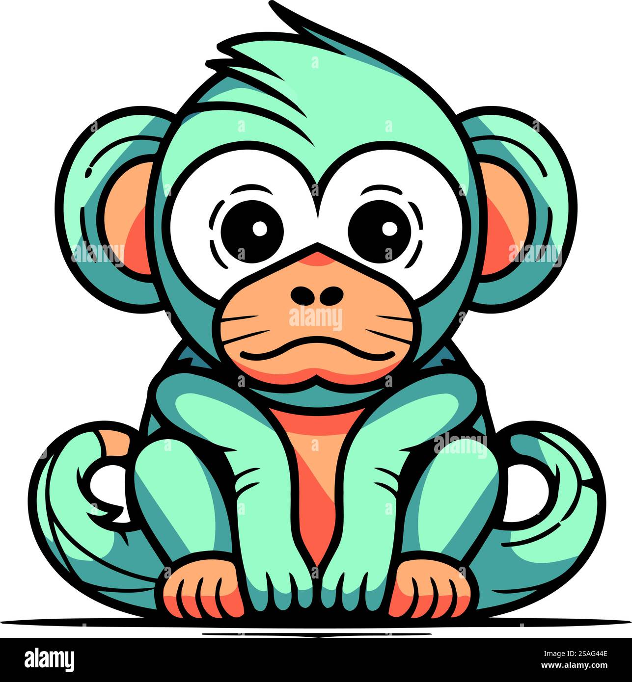 Cute cartoon monkey. Vector illustration isolated on a white background ...