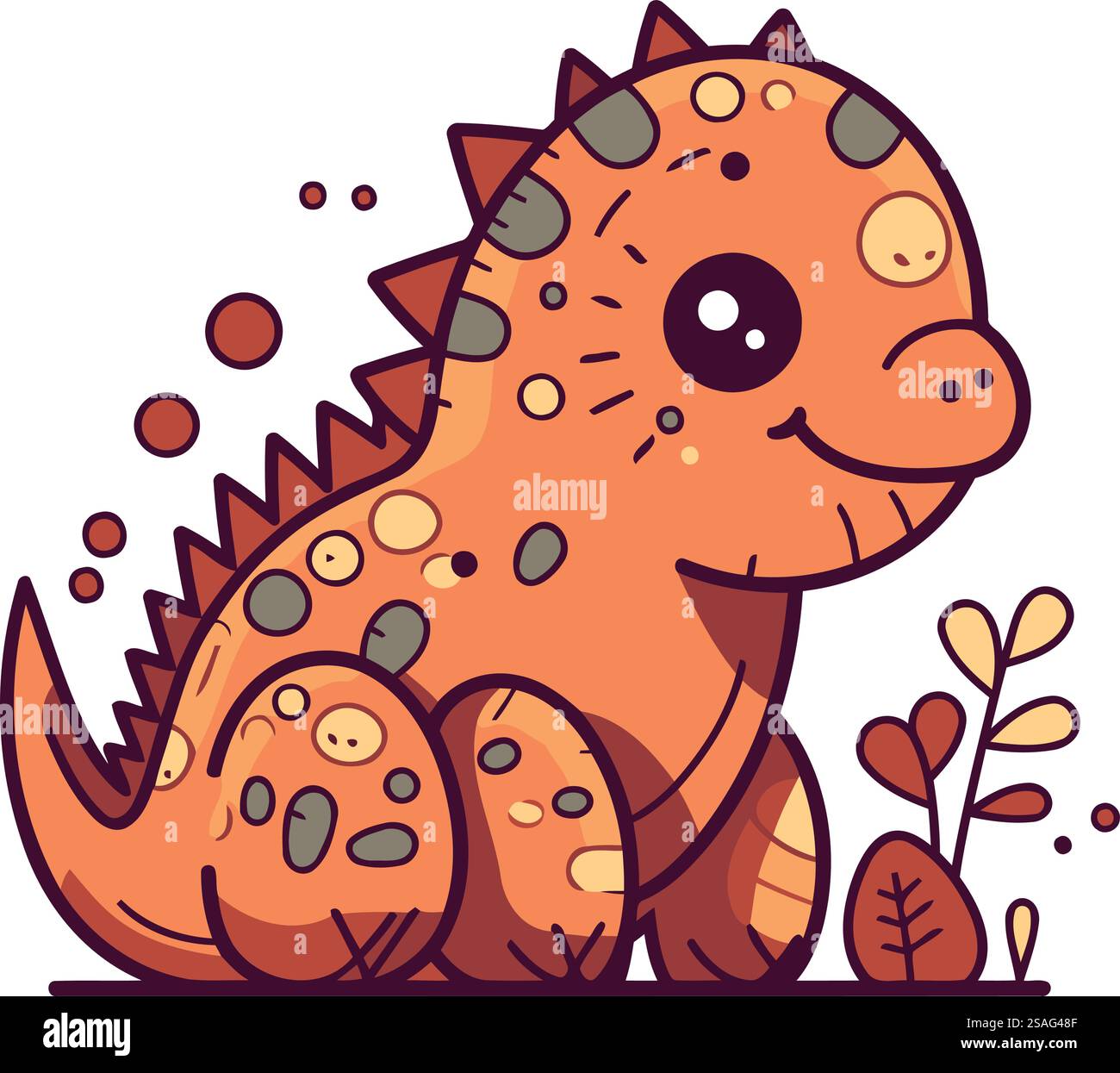 Cute cartoon dinosaur. Vector illustration isolated on a white ...