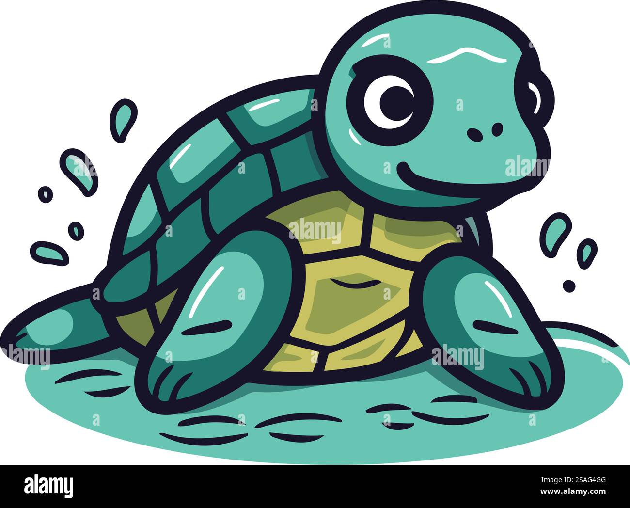 Cartoon sea turtle. Vector illustration isolated on a white background ...