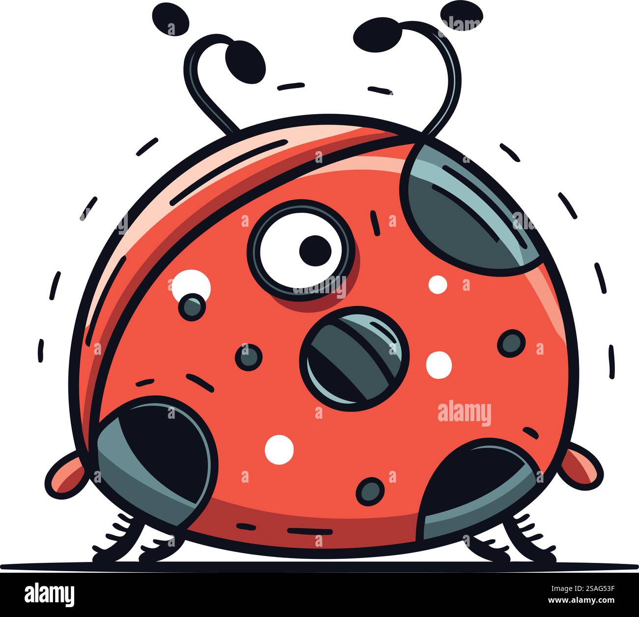 Cute cartoon ladybug isolated on white background. Vector illustration ...