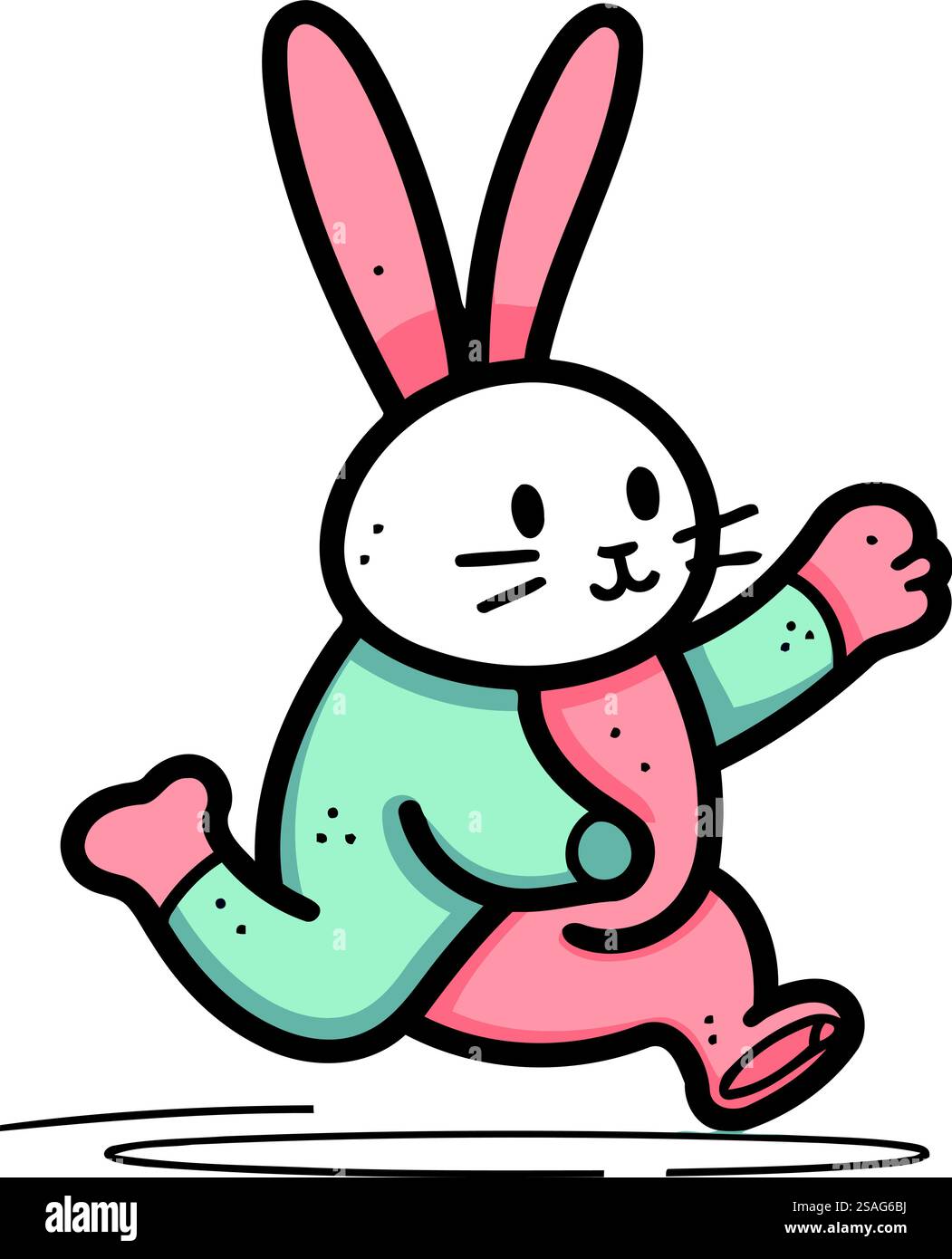 Vector illustration of a cute little rabbit running isolated on white ...