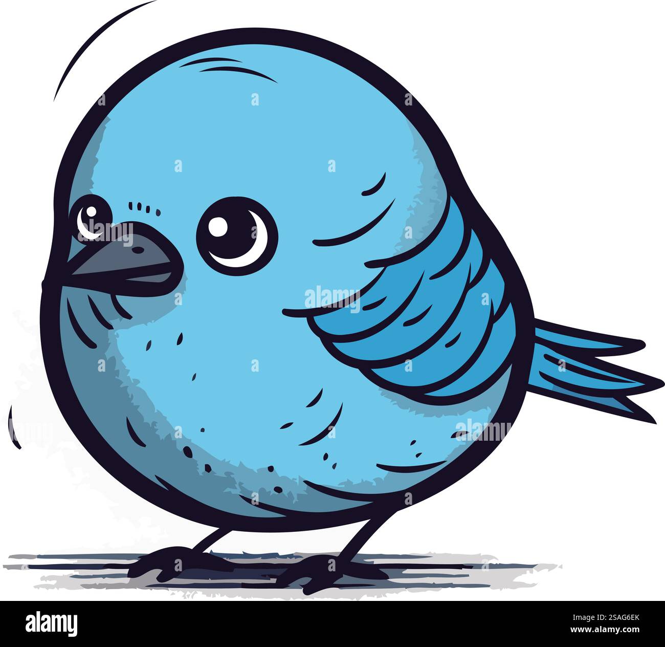 Vector illustration of a cute cartoon blue bird on a white background ...