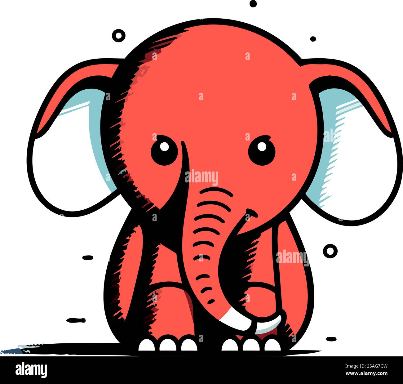 Cute cartoon elephant isolated on a white background. Vector ...
