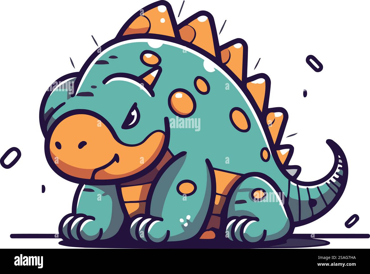 Cute cartoon dinosaur. Vector illustration in doodle style Stock Vector ...