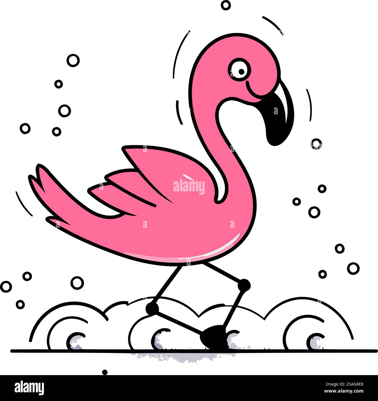 Flamingo. Vector illustration of a pink flamingo on a white background ...