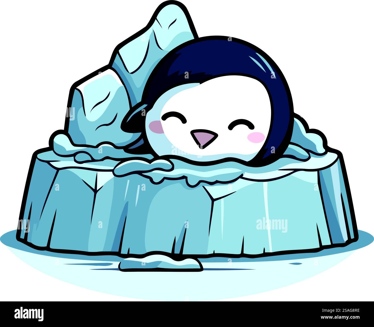 Penguin on iceberg. Vector illustration of cartoon penguin Stock Vector ...