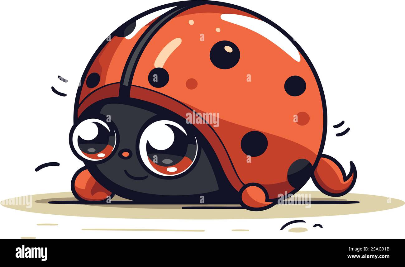 Cute cartoon ladybug isolated on white background. Vector illustration ...