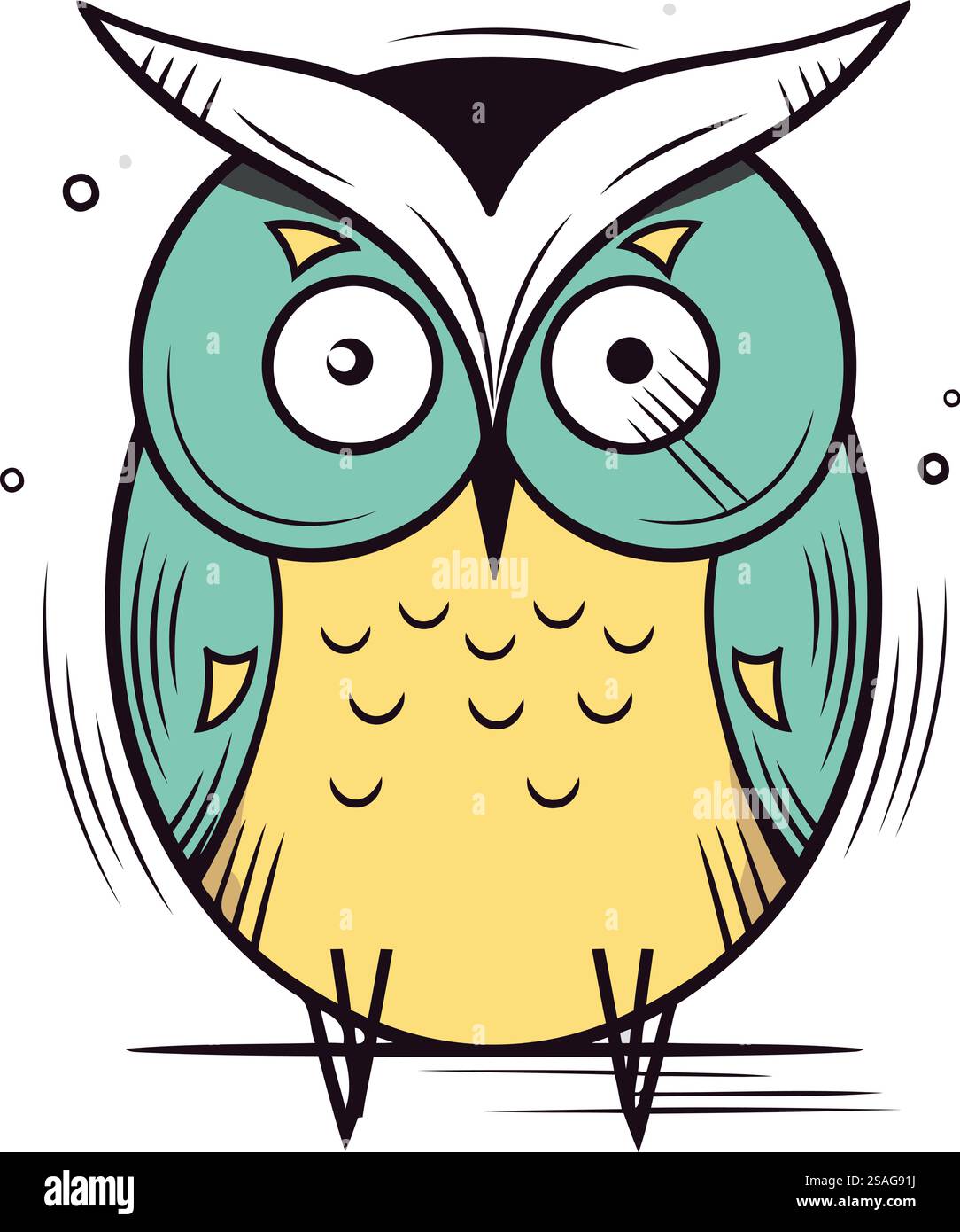 Vector illustration of funny cartoon owl. Isolated on white background ...