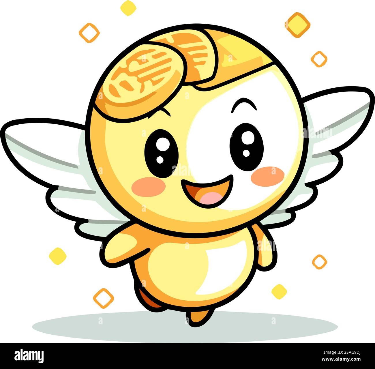 Cute and funny egg mascot with wings. Vector cartoon illustration Stock ...