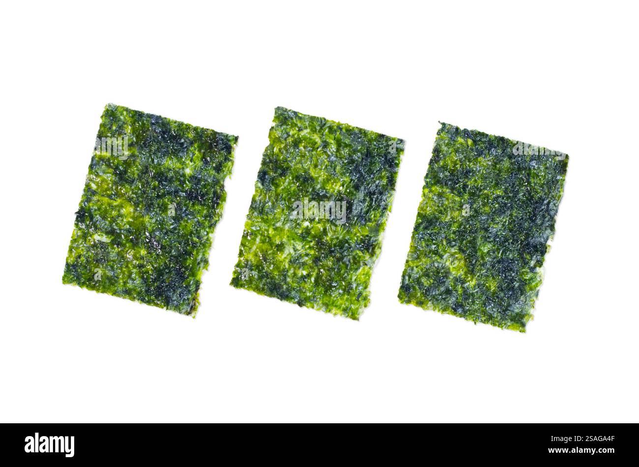 Green Seaweed Sheets Isolated on a White Background Stock Photo - Alamy