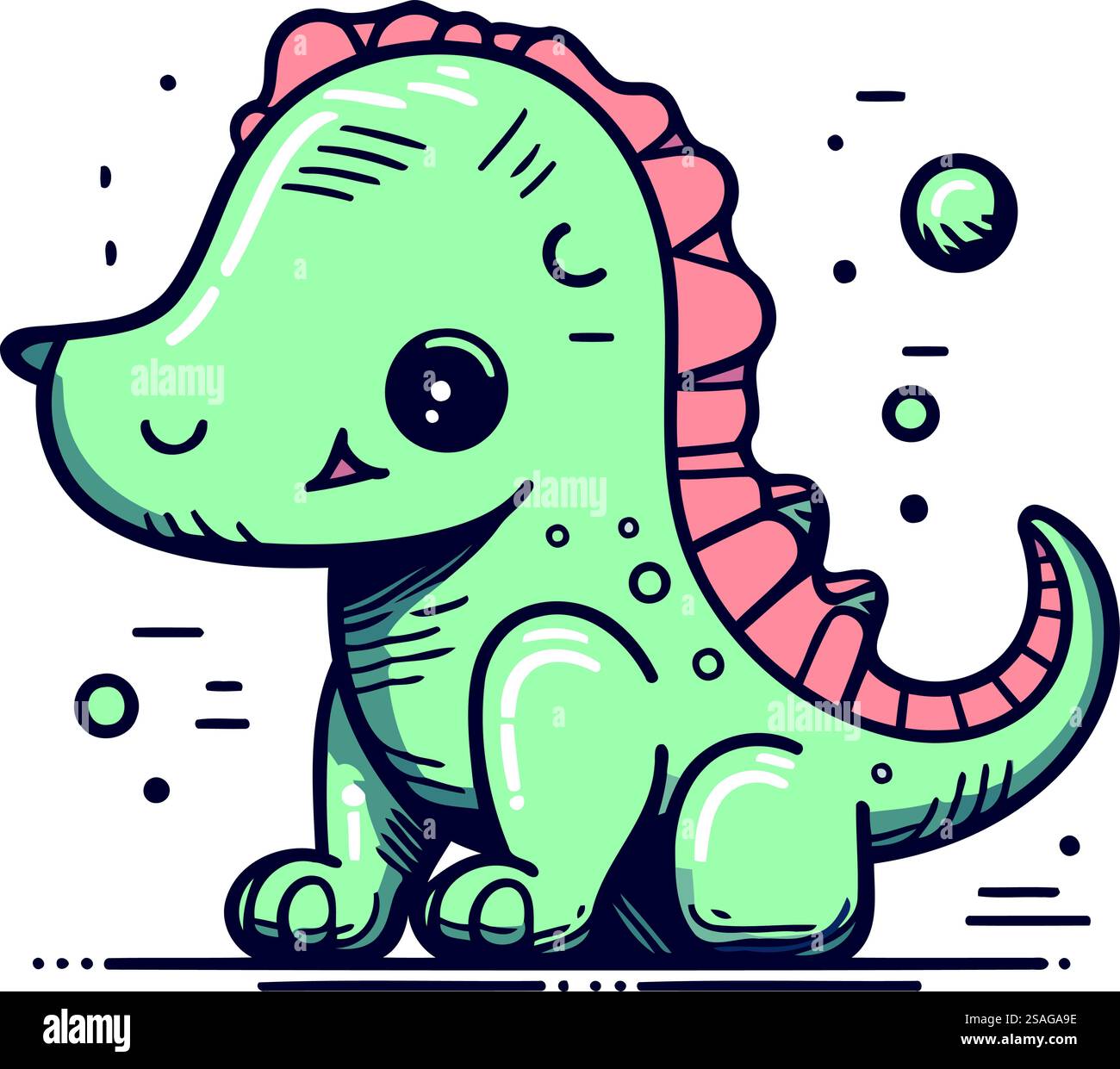 Cute cartoon dinosaur. Vector illustration in doodle style Stock Vector ...