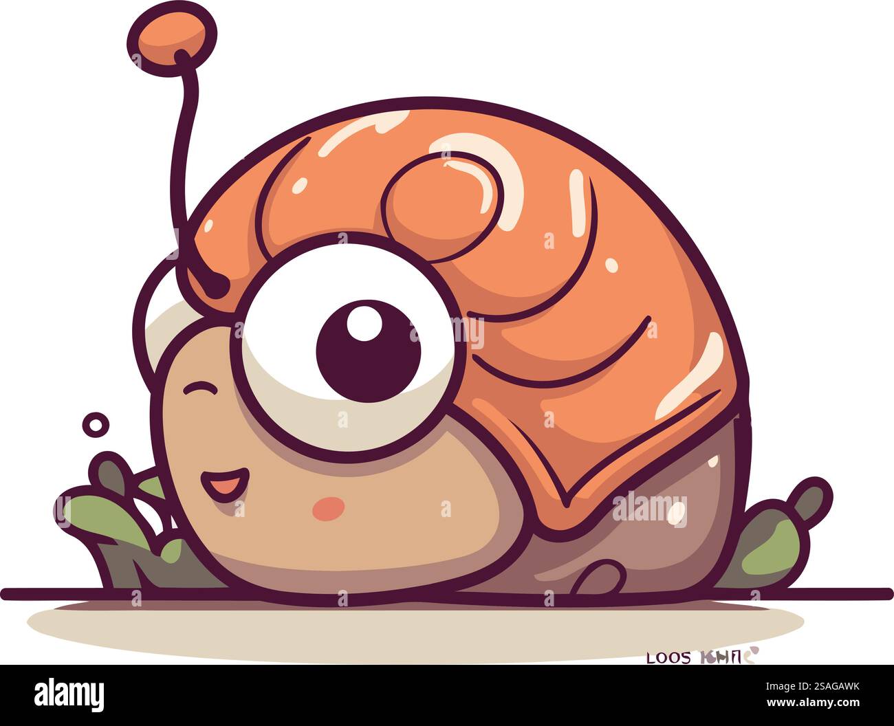 Cute cartoon snail. Vector illustration. Isolated on white background ...