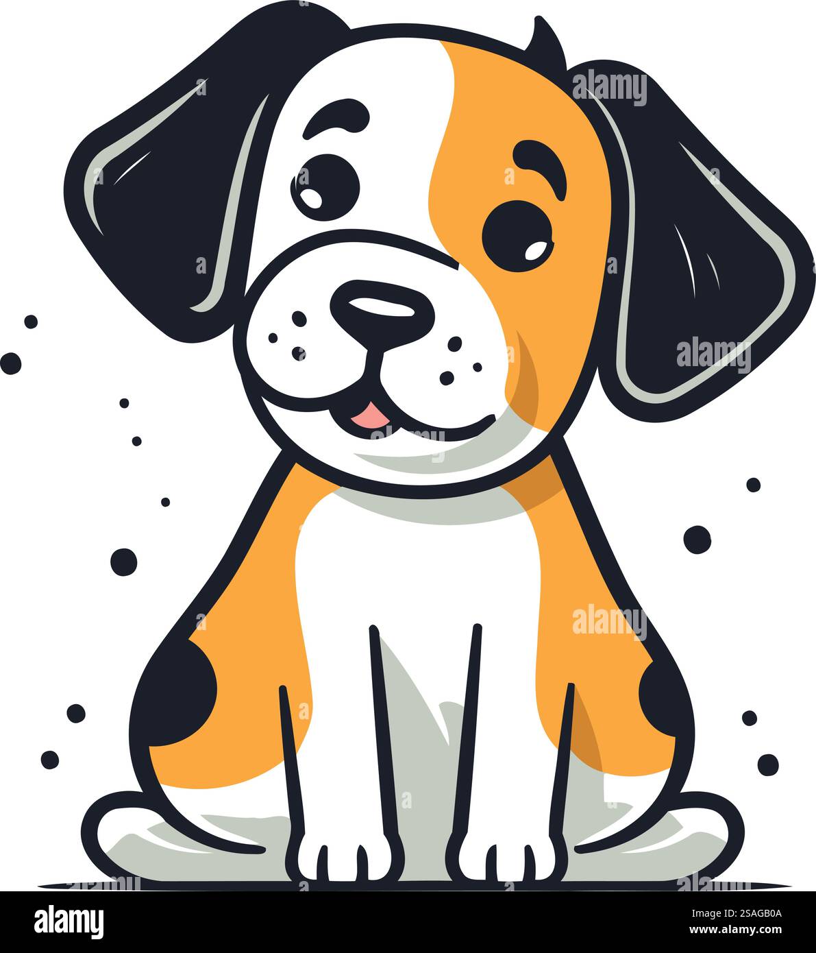 Cute cartoon dog sitting. Vector illustration. Isolated on white ...
